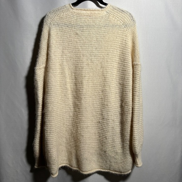 Free People All Mine Sweater Ivory Cream V Neck‎ Oversized M Alpaca Blend Boho - Picture 2 of 9